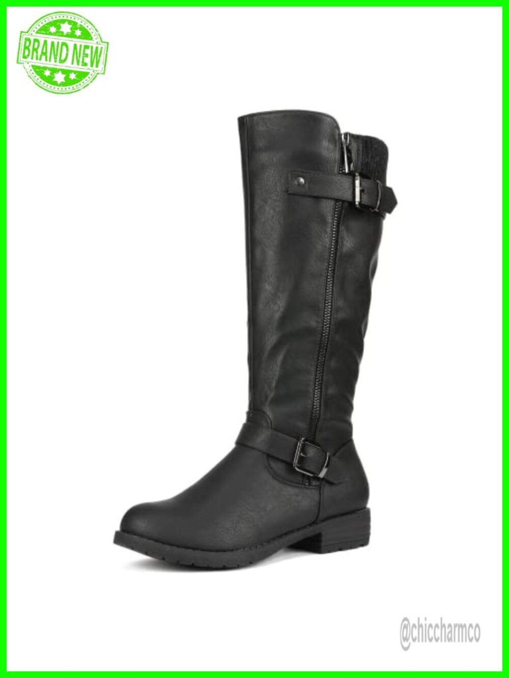 Women's Faux Leather Knee High Riding Boots Side Zipper
